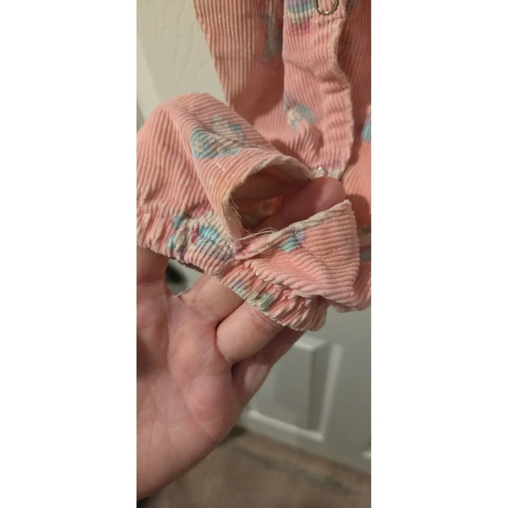 Vintage OshKosh B'Gosh Pink Bear Print Corduroy Overalls 2T‎ Made USA 90s